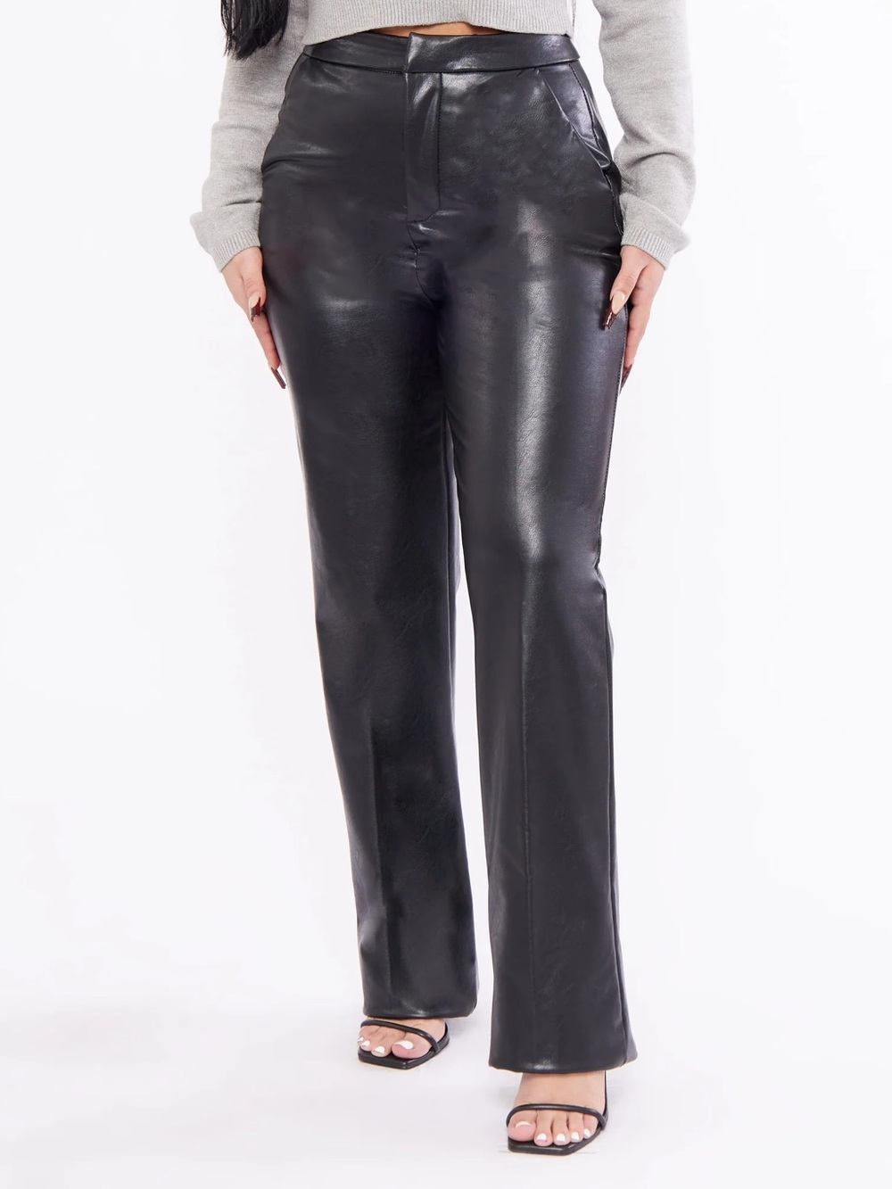 BBJ Los Angeles NWT Black Faux Leather Pants Size 11 Stretch Sunset Fit